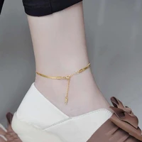 new arrival women stainless steel gold waterproof flat snake chain anklet barefoot leg adjustable jewelry wholesale free shiping