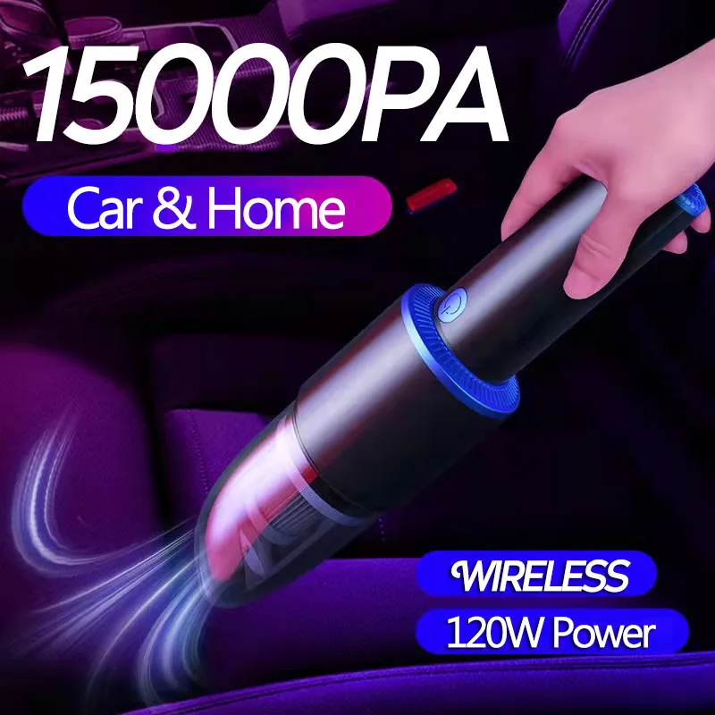 Беспроводной автомобильный пылесос, 15000 па, USB, для сухой и влажной уборки
