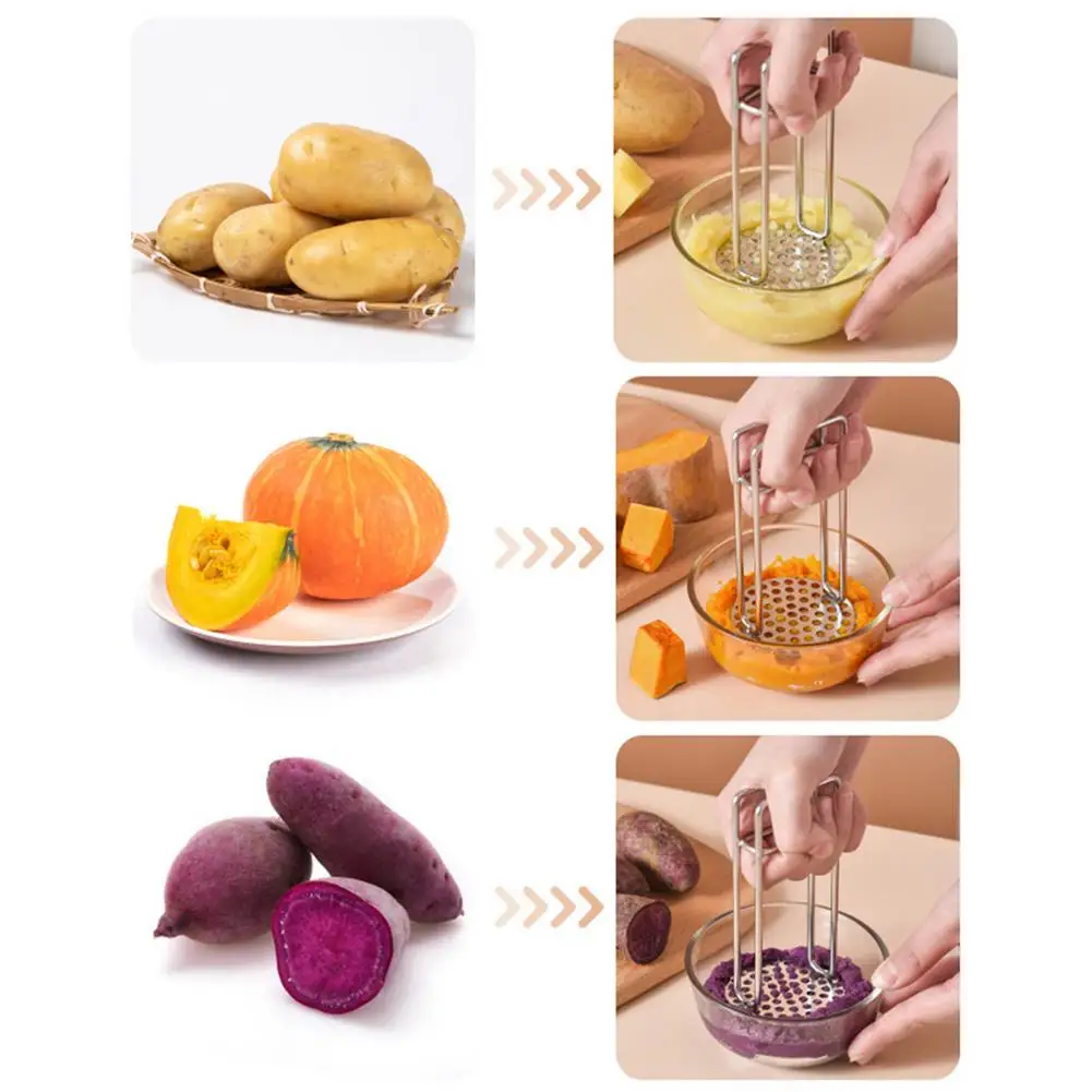 

304 Stainless Steel Potato Masher Food Vegetable Garlic Masher Household Complementary Food Masher Kitchen Tools