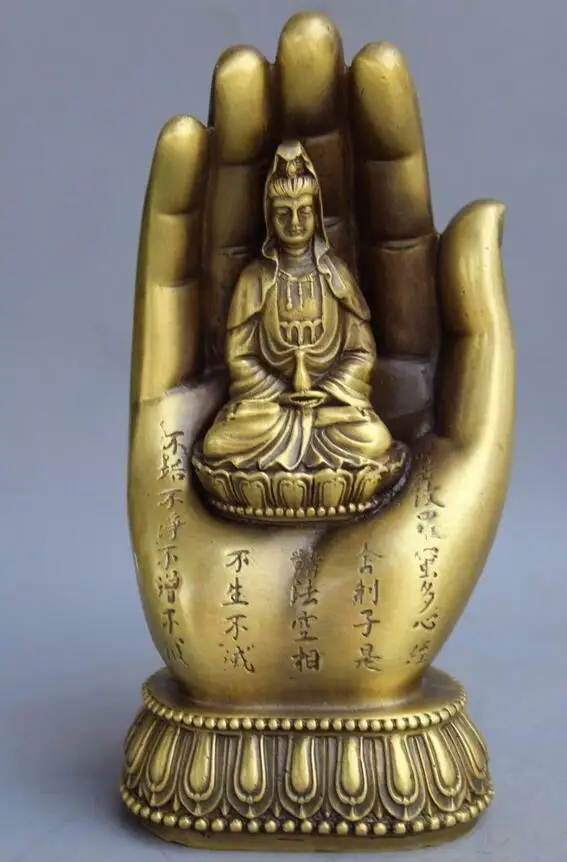 

Chinese Tibetan Buddhism brass.Goddess guanyin on hand Bronze Statues