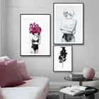 Скандинавская мода, Современная Абстрактная Картина на холсте с изображением женщины океана, художественные плакаты, черные и белые картины на стену, для гостиной, домашний декор