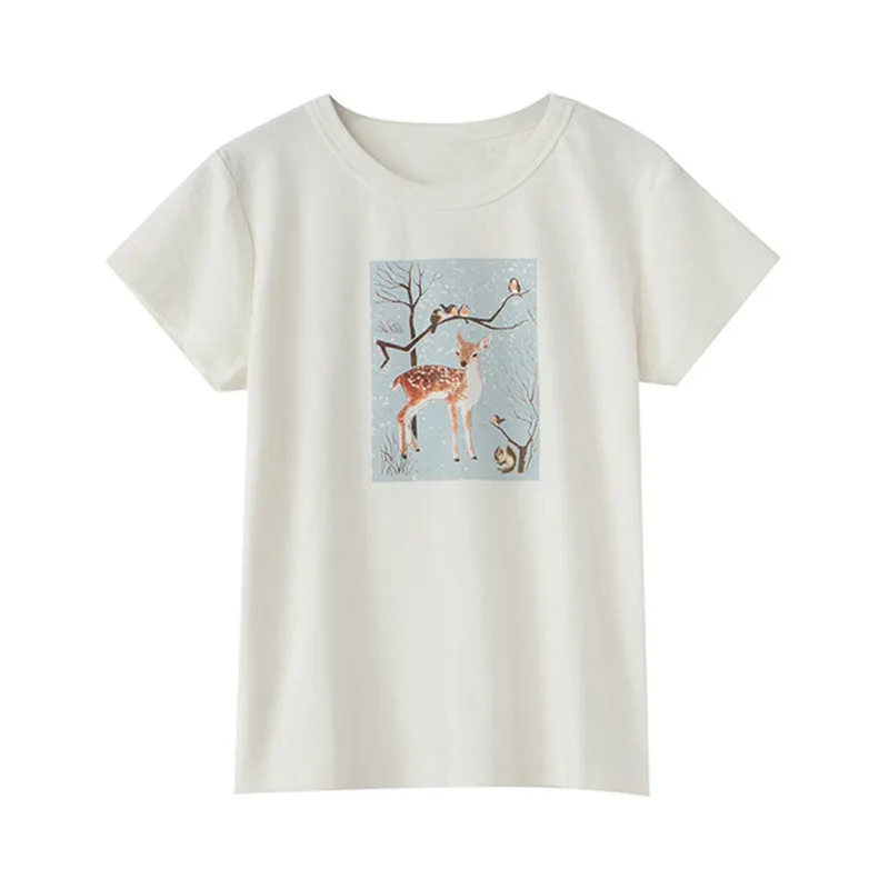 

Футболка женская из мягкого хлопка с коротким рукавом, в винтажном стиле