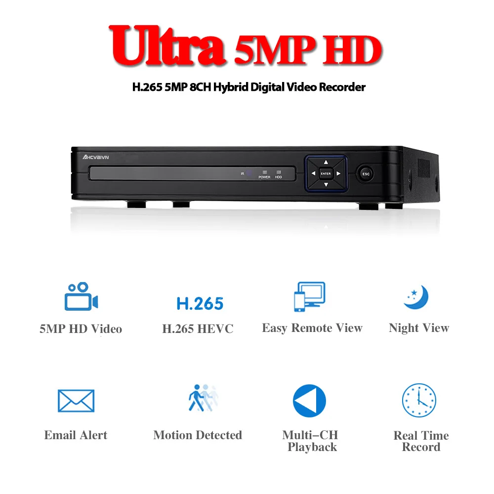 5MP AHD DVR 5в1 H.265 H.264 HDMI система безопасности CCTV 4CH 8CH 16CH канал NVR Гибридный аудио