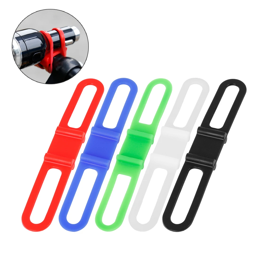 

X Autohaux 2/5/10pcs Bike Silicone Mount Band Cycling Bicycle Strap Flashlight Holder Bandage Tie Rope Universal