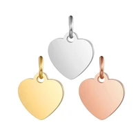 5pcs 100 stainless steel rose gold mirror polished 14mm heart tag charm pendant for bracelet necklace diy jewelry making charms