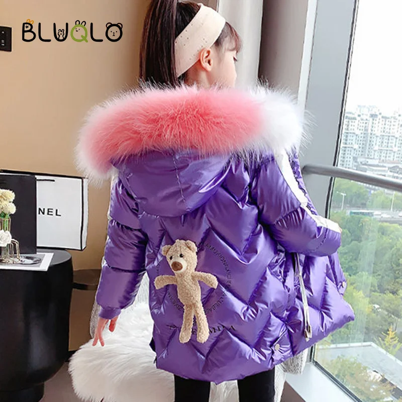 Зимняя Детская куртка детские парки с капюшоном для маленьких девочек длинное