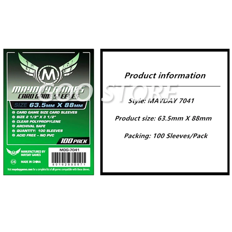 

2 packs/lot MAYDAY Card Sleeve 7041 for 63.5*88mm cards protector clear pack case Board Games sleeves