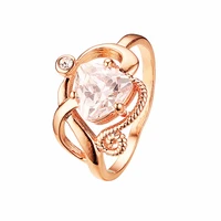 trendy women ring heart shape cubic zircon rose 585 gold color fashion jewelry valentines day gift
