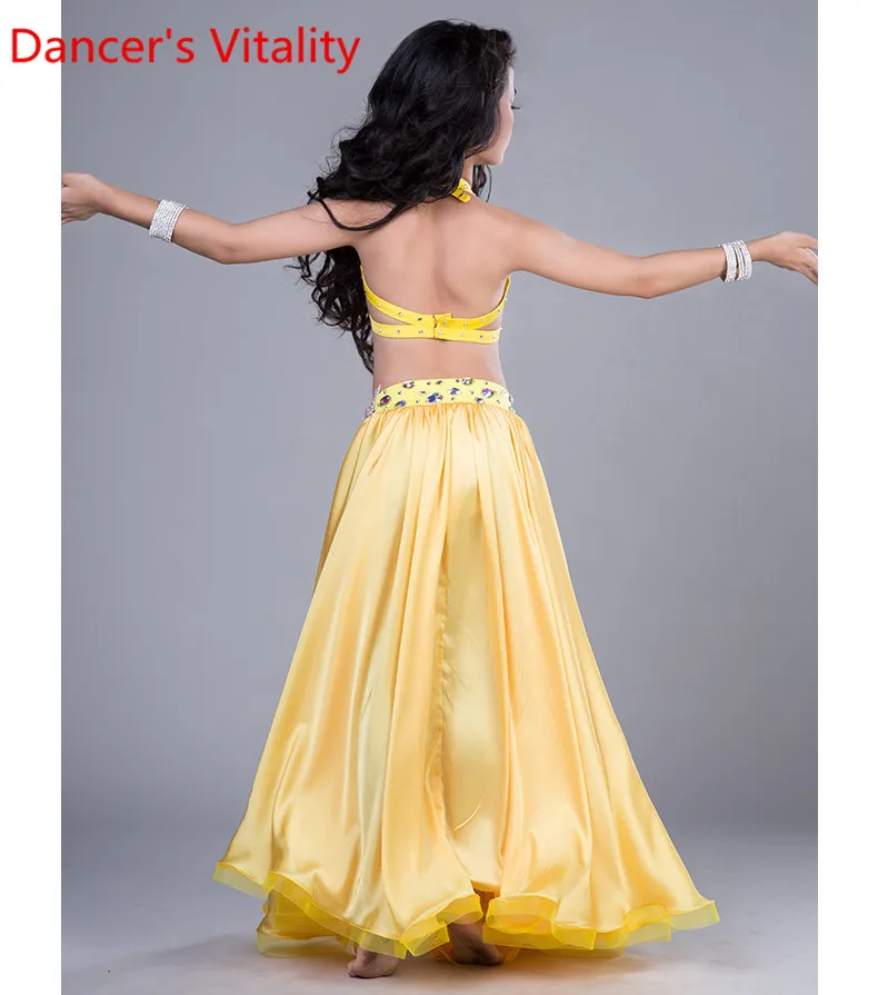 

Children Belly Dance Costumes Child Ballroom Dance Performance clothes Rhinestones Bra+Skirt 2pcs Girls Dance Suit On The Stage