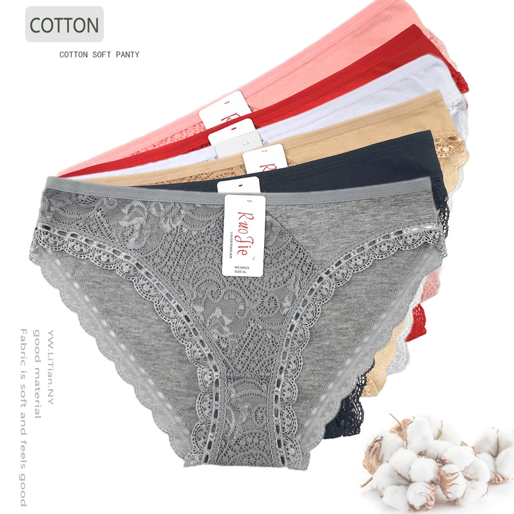5pcs New Woman Panties Ladies Underwear Sexy Lace Plus Pantyhose Low Rise Cotton Briefs Intimates Hot Sale
