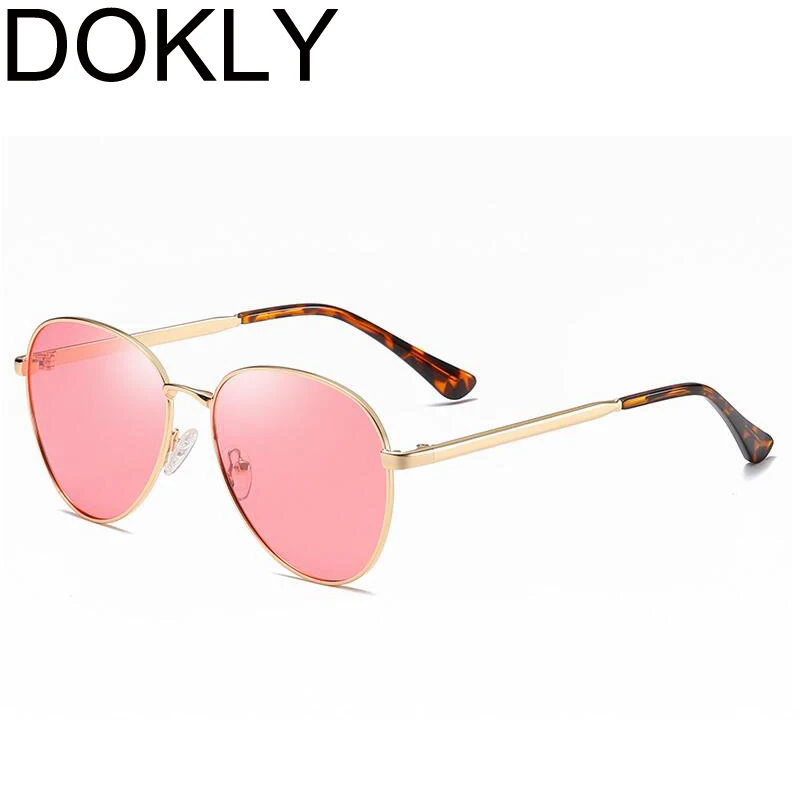 Женские солнцезащитные очки авиаторы DOKLY розовые поляризационные с линзами