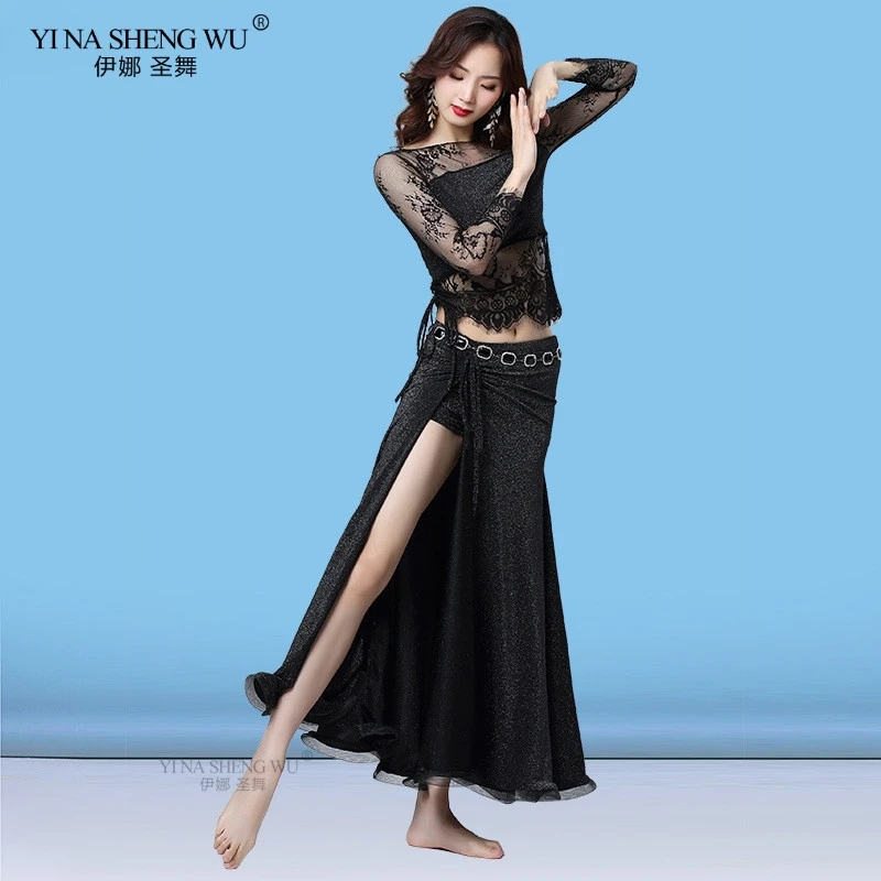 Женский комплект для танца живота новый топ с длинными рукавами и цветочным