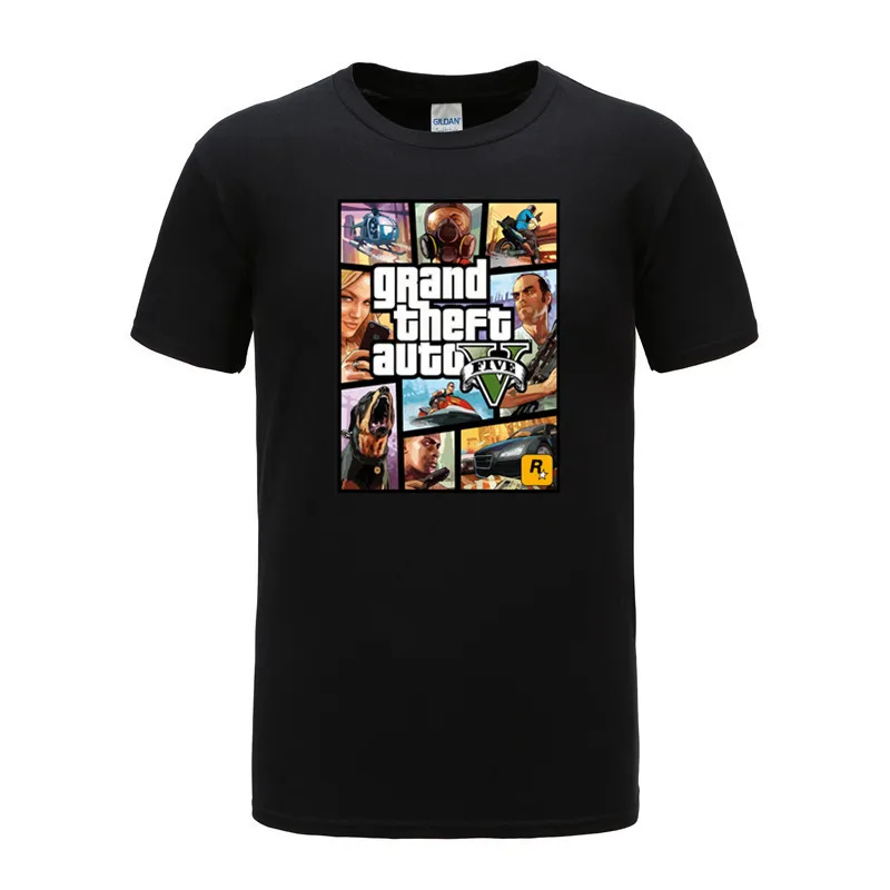 2021 Модные мужские летние футболки с принтом Grand Theft Auto Game GTA 5 крутая Мужская