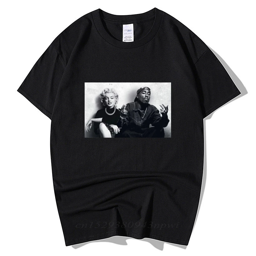 

Summer New Design Legendary Tupac 2pac Marilyn Monroe Men's Casual Round Neck Short-sleeved Hip-hop T-shirt Solid Color Top