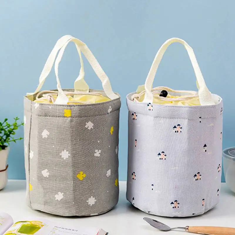 

Portable Insulated Lunch Bag Cylinder Beam Mouth Large Capacity Thick Aluminum Foil Fresh-keeping Lunch Box Bag Kichen Carriers
