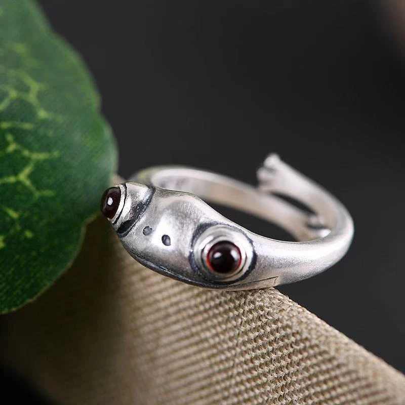 

Bohemian Vintage Frog Ring for Women Artistic Design Retro Opening Resizable Unisex Female Statement Rings Silver Color Gift