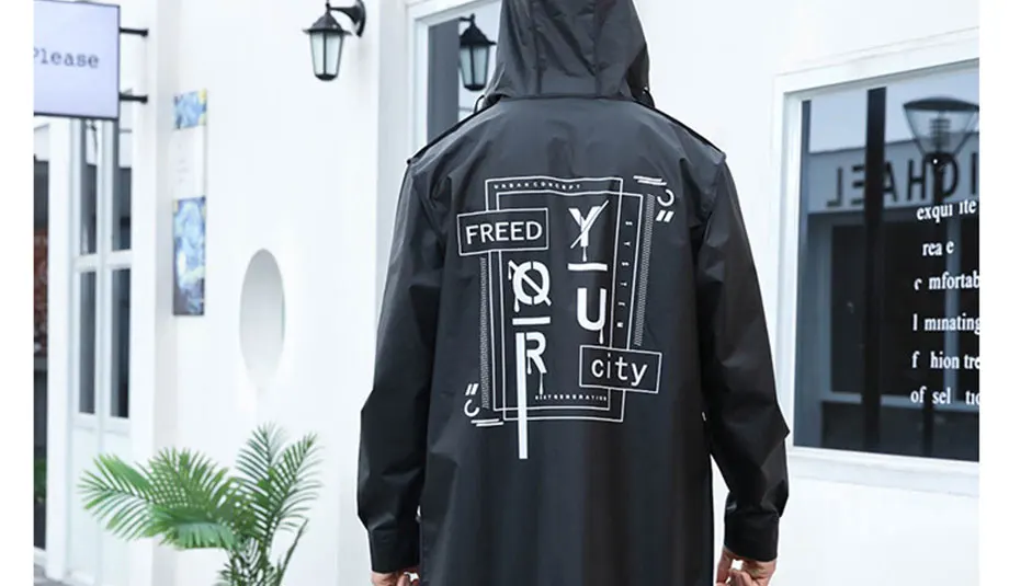 Модный длинный дождевик для взрослых мужчин и женщин EVA черный непромокаемый плащ пончо куртка с капюшоном водонепроницаемый многоразовый