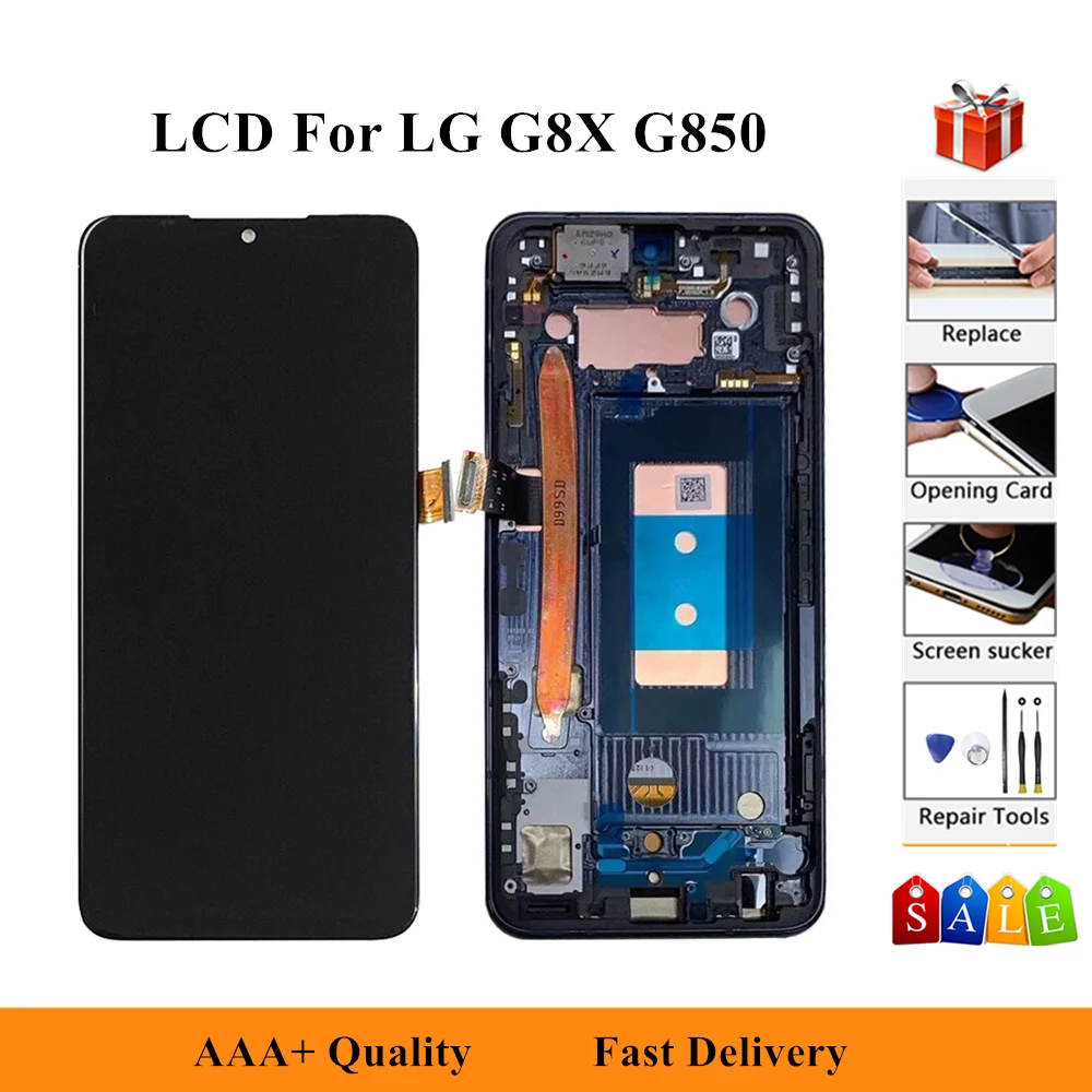 

100% Test LCD Display For LG G8X ThinQ G850 G850QM G850QM7X G850EMW G850UM9 G850UM1 Touch Screen Digitizer Frame Assembly Tools