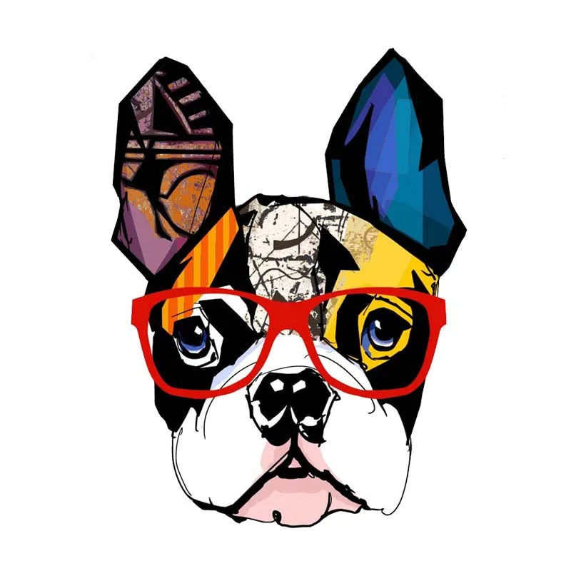 

Fashion Fashion Car Sticker Hand Painted Art 3D Glasses Dog Cartoon PVC Decal for Laptop Cup Desk Auto Motorcycles,13cm*10cm