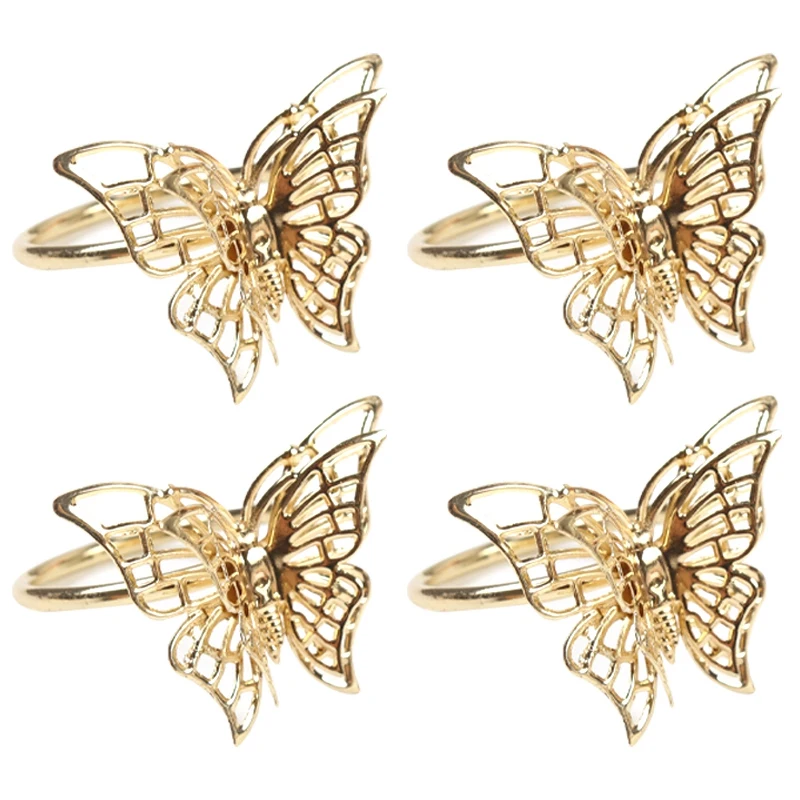 

Napkin Rings Set of 4 Gold Butterfly Napkin Rings Napkin Holders for Wedding Banquet Dinner Decor Favor Tabletop Adornment Holde