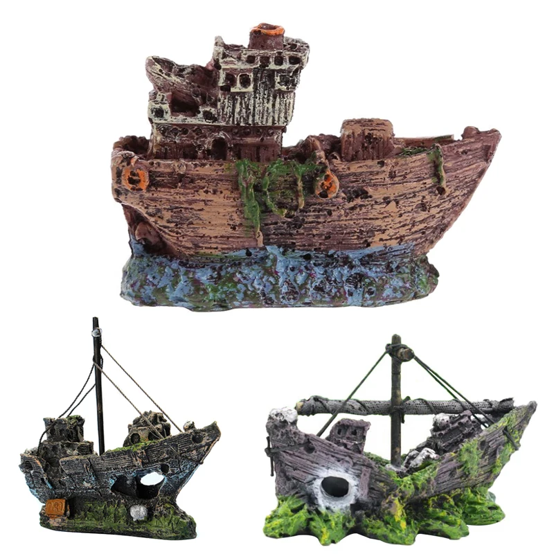Аквариум Ландшафтный пиратский корабль смола украшения подходит для аквариума