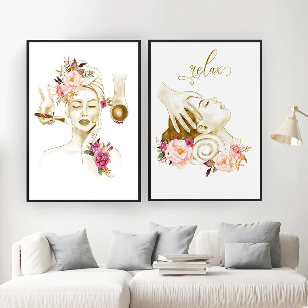 

Beauty Salon Medical Spa Posters Facial Massage Treatments Art Canvas Painting Modern Wall Pictures Living Room Home Decor