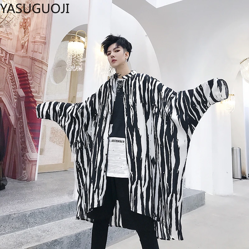 YASUGUOJI Новинка 2021 весенний Готический мужской длинный кардиган оверсайз