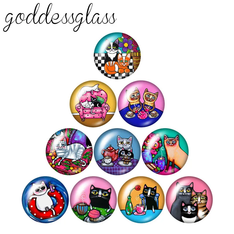 Милый картина с кошками Стиль дома для собак и котов милые 10 шт. 12 мм/18 мм/20 мм/25 мм
