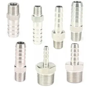 Подходит для шланга ID 6810121416 мм с зазубринами x 18 дюйма, 14 дюйма, 38 дюйма, 12 дюйма, BSPT Male 304, соединитель из нержавеющей стали, фитинг для топлива, газа, воды