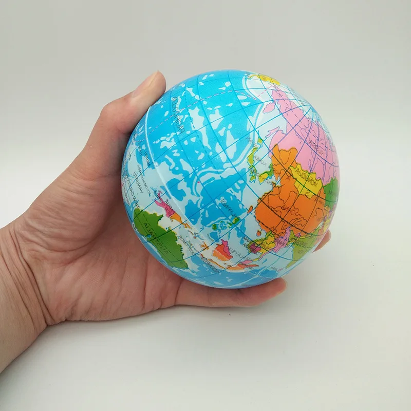 10cm 6,3 см/10 см мяч для снятия стресса мягкая пена планета земли карта мира сжимаются мягкие резиновые шарики игрушки для детей взрослых - Цвет: 10cm