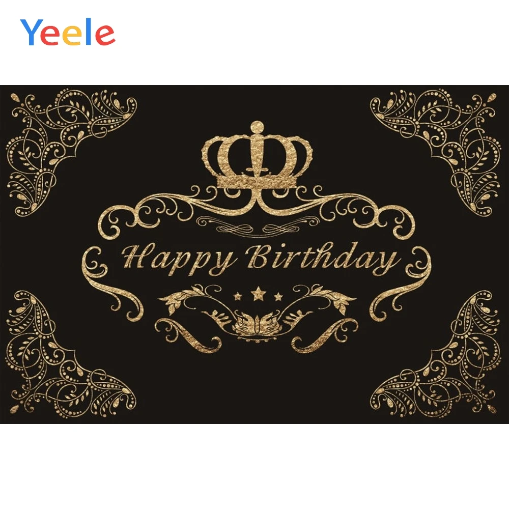 Фон для фотосъемки Yeele с днем рождения золотой узор короны Королевский виниловый