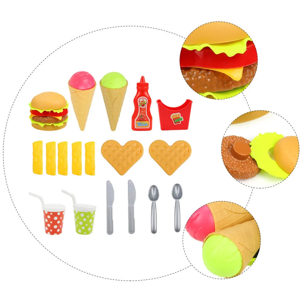 

1 Set Kids Simulation Play Food Set for Toddler Burger