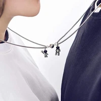 1 pair astronaut magnetic heart pendant couple necklace for women men lovers best friend trendy necklace fashion jewelry gifts