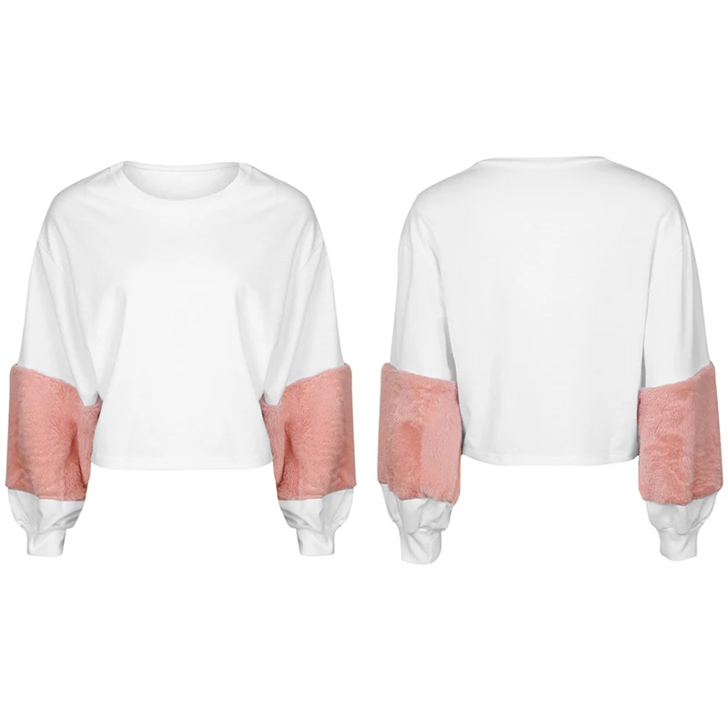 Женские толстовки с круглым вырезом и плюшевыми рукавами цветные Толстовки