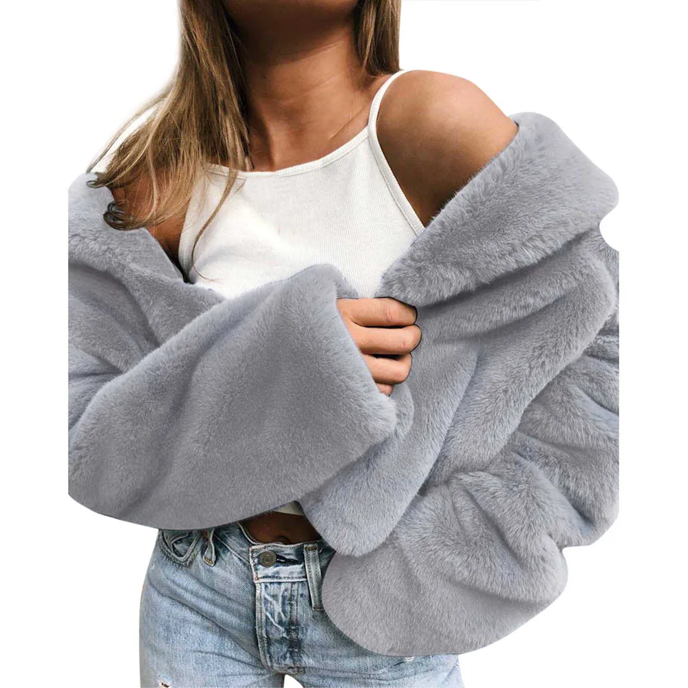 Зимнее женское пальто из искусственного меха высокого качества роскошное