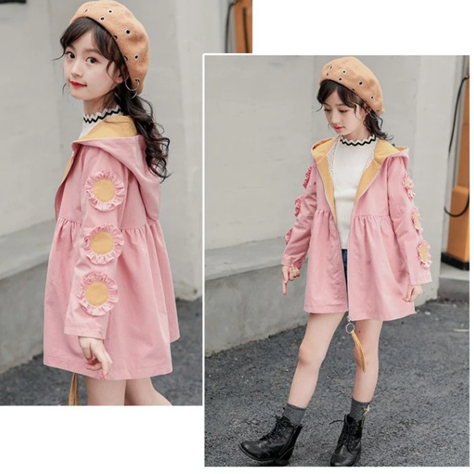 Детское пальто для девочек на весну-осень с длинными рукавами подходит детей 3 4 6 8