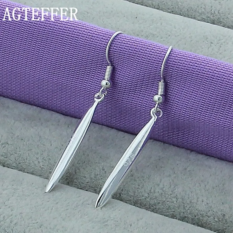

AGTEFFER New 925 Sterling Silver Single Needle Earrings Ladies Fashion Wedding Party Jewelry Gifts