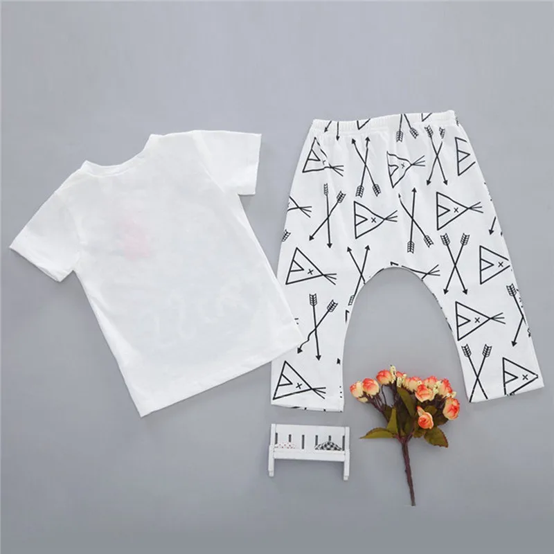 Комплекты для новорожденных футболка с короткими рукавами малышей + штаны