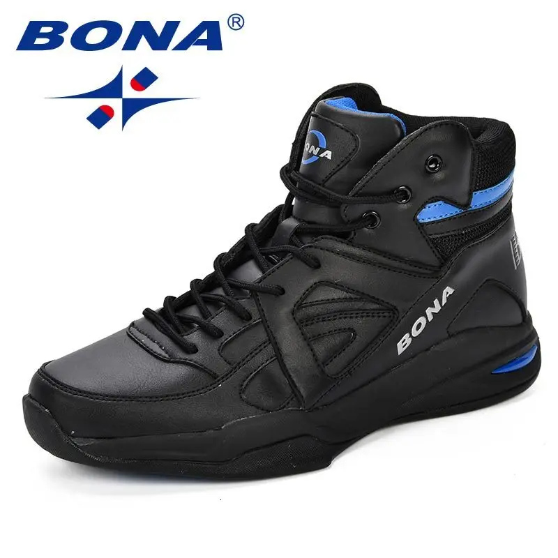 BLACKBLUE BONA Baskets Homme; коллекция года; мужские баскетбольные кроссовки из яловичного спилка; мужская обувь на плоской подошве; спортивная обувь с высоким берцем; мужские кроссовки; Zapatillas Comfy - Цвет: BLACKBLUE