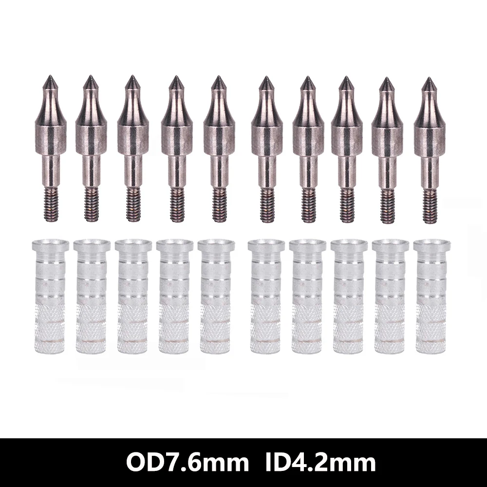 

OD7.6mm/ID4.2mm Aluminium Arrow Insert Arrowhead Points Tips 125 Grain Arrow Head for Crossbow Carbon Arrow Archery