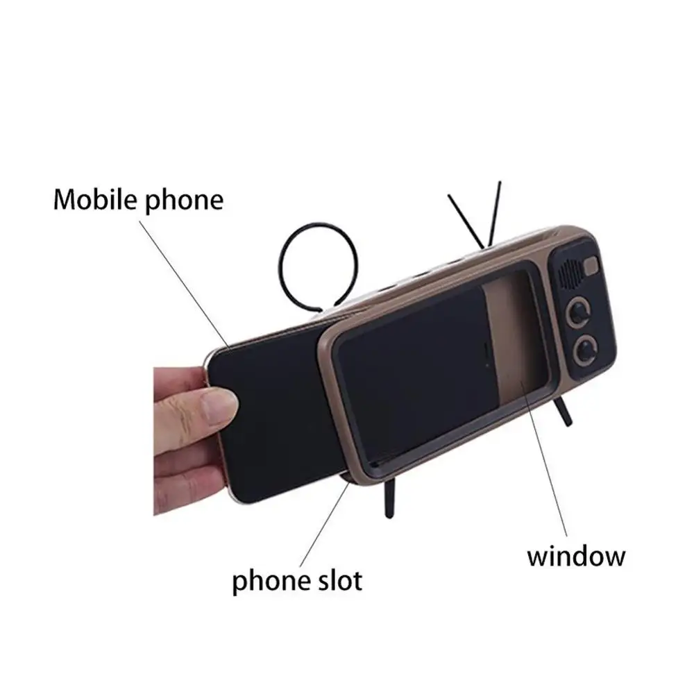 Ретро ТВ держатель телефона для iPhone X 7 8 беспроводной Bluetooth бас динамик Универсальный 4,7-5,5 дюймов мобильный стенд для Samsung S9 S10