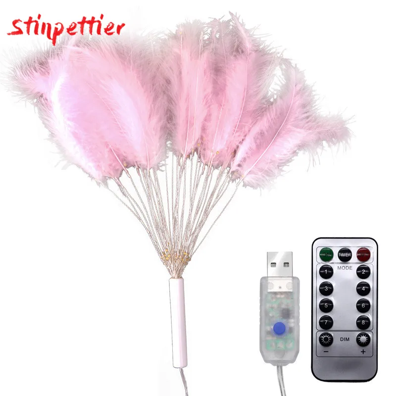 

LED Feather String Light Girls Favorite INS Style Pink Romantic Fireworks Light for Home Party Decoration Supplies Light DF15