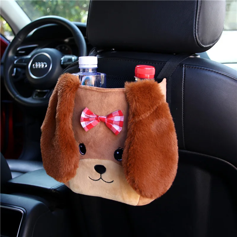 

Cartoon Stowing Tidying Plush Car Bags Multi-functional Chair Grocery Vehicle Suspension Trash Cans