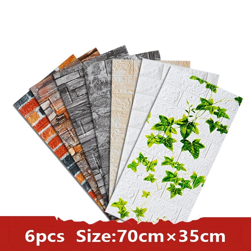 

6PCS DIY Brick Sticker Self Adhesive Panels Waterproof 3D Wallpaepr Foam Wall Paper Living Room Wallpaper Mural Bedroom Decor