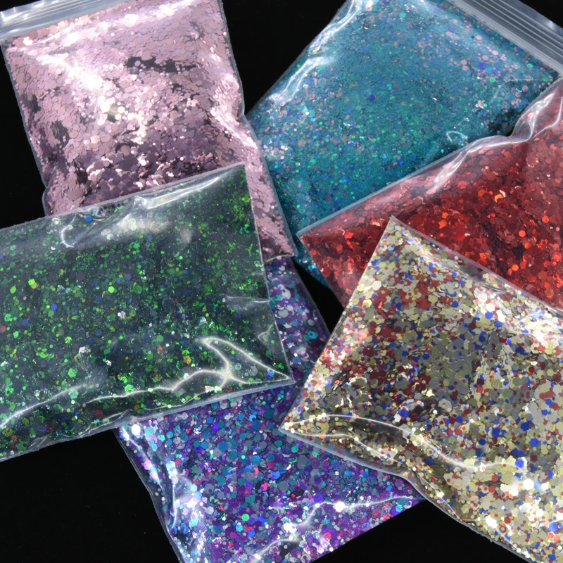 

Holographic Chunky/FINE Mix Loose Glitter- 50Gram 1Bag - Glitter- Nail Art Glitter- Blend Glitter- Tumbler Glitter- MD11(1-30)