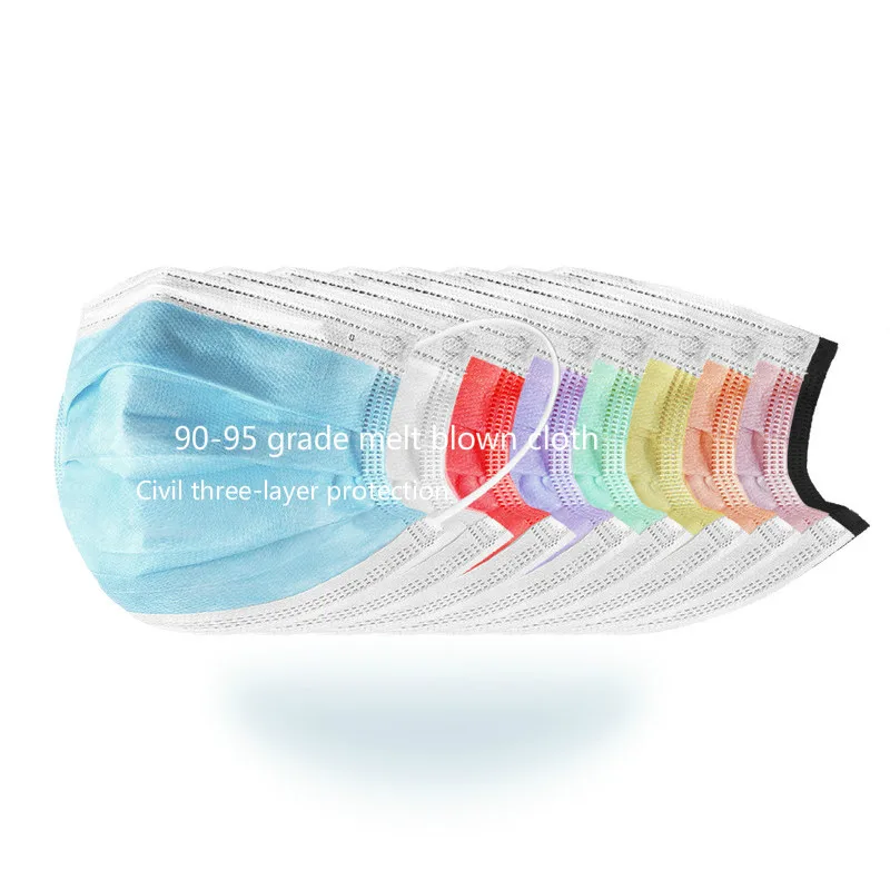 

Adult Children White Pink Light Blue Green Three-layer Civilian Protective Dust Disposable Face Protection Melt Blown Cloth