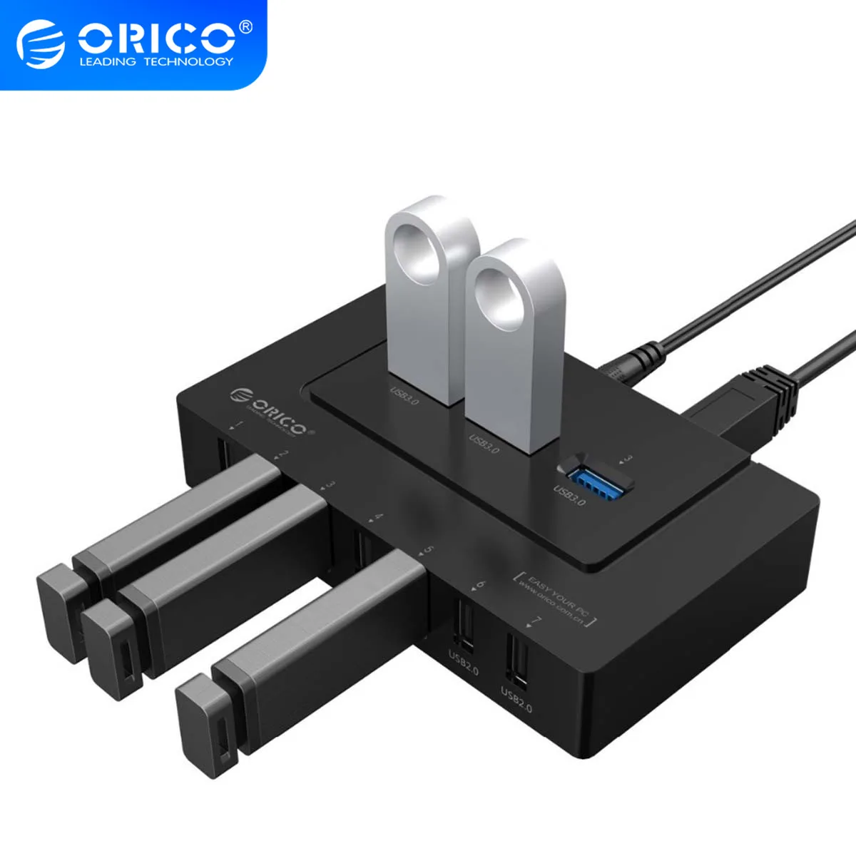 USB Концентратор ORICO на 10 портов 5 Гбит/с|USB-хабы| |