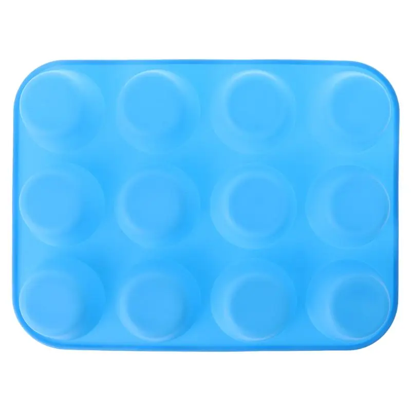 

12 Cavity Muffin Cups Silicone Mold Cupcake Chocolate Cookie Baking Pan Tray Kitchen Cake Mould Microwave Safe