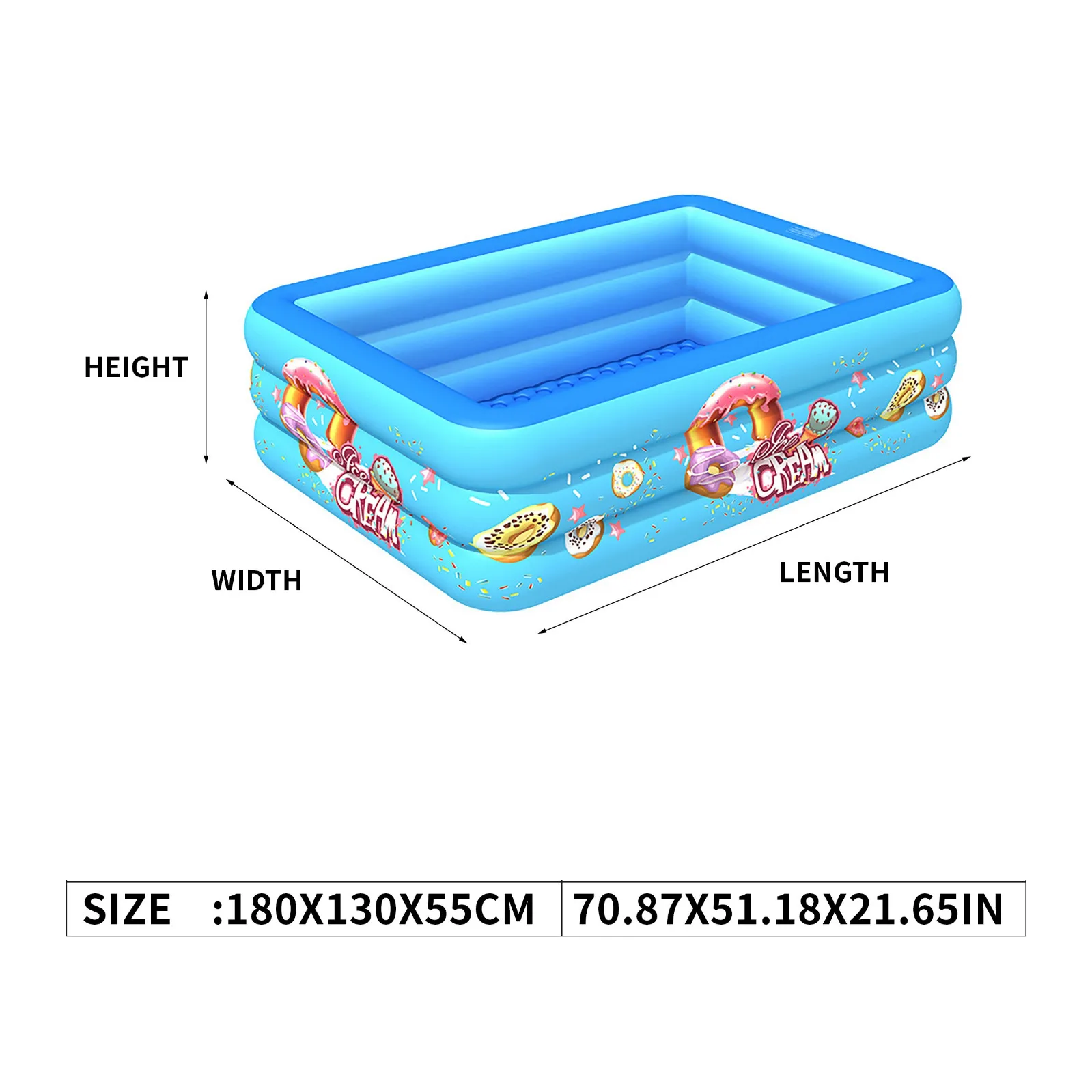 

130cm/180cm Children's Inflatable Swimming Pool Square Baby Paddling Swimming Bathing Tub Outdoor Summer Splashing Pool E1