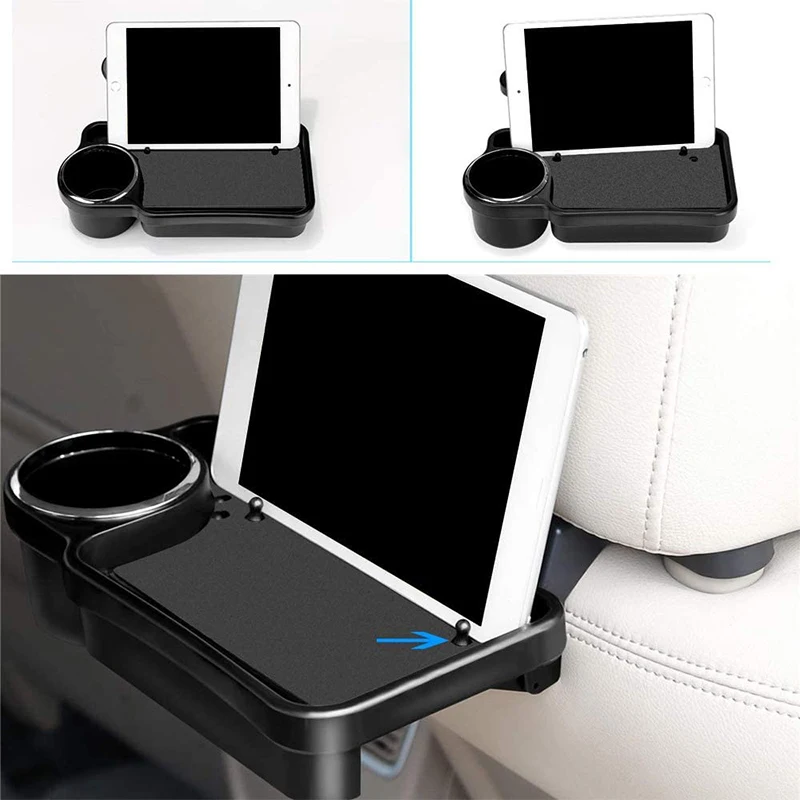 

Multifunctional Car Headrest Tray Vehicle Foldable Chair Back Beverage Rack Storage Box Car Cup Holder Tray Organizer